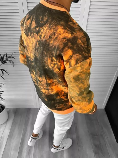 Bluza barbati oversize imprimeu orange K361 K7-4